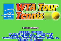 WTA Tour Tennis title screen for GameBoy Advance